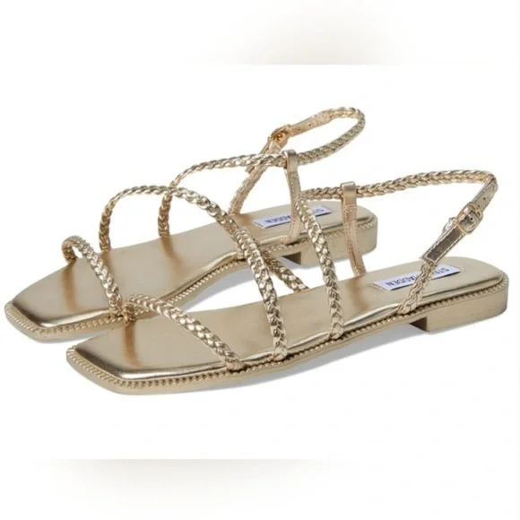Steve Madden Darleena Gold Braided Strappy Sandals - Picture 1 of 4